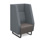 Encore high back 1 seater sofa 600mm wide with black sled frame - forecast grey seat with late grey back