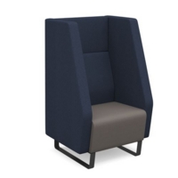 Encore high back 1 seater sofa 600mm wide with black sled frame - forecast grey seat with range blue back