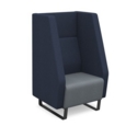 Encore high back 1 seater sofa 600mm wide with black sled frame - late grey seat with range blue back and arms
