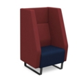 Encore high back 1 seater sofa 600mm wide with black sled frame - maturity blue seat with extent red back