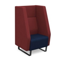 Encore high back 1 seater sofa 600mm wide with black sled frame - maturity blue seat with extent red back
