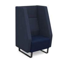 Encore high back 1 seater sofa 600mm wide with black sled frame - maturity blue seat with range blue back