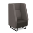 Encore high back 1 seater sofa 600mm wide with black sled frame - present grey seat with forecast grey back