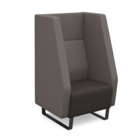 Encore high back 1 seater sofa 600mm wide with black sled frame - present grey seat with forecast grey back