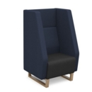 Encore high back 1 seater sofa 600mm wide with wooden sled frame - elapse grey seat with range blue back