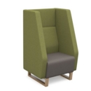 Encore high back 1 seater sofa 600mm wide with wooden sled frame - forecast grey seat with endurance green back