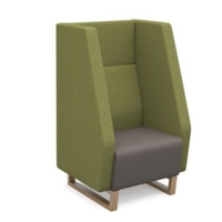 Encore high back 1 seater sofa 600mm wide with wooden sled frame - forecast grey seat with endurance green back