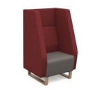 Encore high back 1 seater sofa 600mm wide with wooden sled frame - forecast grey seat with extent red back