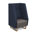 Encore high back 1 seater sofa 600mm wide with wooden sled frame - forecast grey seat with range blue back