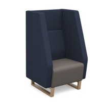 Encore high back 1 seater sofa 600mm wide with wooden sled frame - forecast grey seat with range blue back