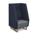 Encore high back 1 seater sofa 600mm wide with wooden sled frame - late grey seat with range blue back and arms