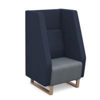 Encore high back 1 seater sofa 600mm wide with wooden sled frame - late grey seat with range blue back and arms