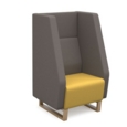 Encore high back 1 seater sofa 600mm wide with wooden sled frame - lifetime yellow seat with forecast grey back