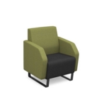 Encore low back 1 seater sofa 600mm wide with black sled frame - elapse grey seat with endurance green back