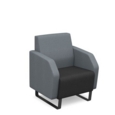 Encore low back 1 seater sofa 600mm wide with black sled frame - elapse grey seat with late grey back and arms