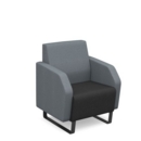 Encore low back 1 seater sofa 600mm wide with black sled frame - elapse grey seat with late grey back and arms
