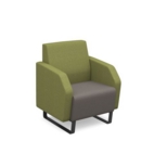 Encore low back 1 seater sofa 600mm wide with black sled frame - forecast grey seat with endurance green back