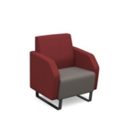 Encore low back 1 seater sofa 600mm wide with black sled frame - forecast grey seat with extent red back