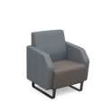 Encore low back 1 seater sofa 600mm wide with black sled frame - forecast grey seat with late grey back