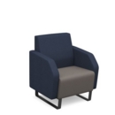 Encore low back 1 seater sofa 600mm wide with black sled frame - forecast grey seat with range blue back