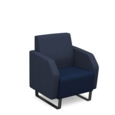 Encore low back 1 seater sofa 600mm wide with black sled frame - maturity blue seat with range blue back