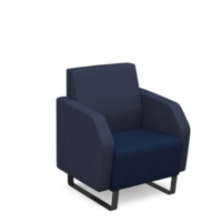 Encore low back 1 seater sofa 600mm wide with black sled frame - maturity blue seat with range blue back