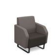 Encore low back 1 seater sofa 600mm wide with black sled frame - present grey seat with forecast grey back