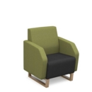 Encore low back 1 seater sofa 600mm wide with wooden sled frame - elapse grey seat with endurance green back