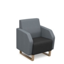 Encore low back 1 seater sofa 600mm wide with wooden sled frame - elapse grey seat with late grey back and arms