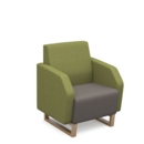 Encore low back 1 seater sofa 600mm wide with wooden sled frame - forecast grey seat with endurance green back
