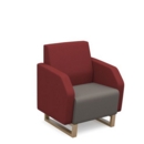 Encore low back 1 seater sofa 600mm wide with wooden sled frame - forecast grey seat with extent red back