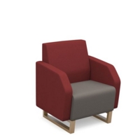 Encore low back 1 seater sofa 600mm wide with wooden sled frame - forecast grey seat with extent red back