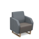 Encore low back 1 seater sofa 600mm wide with wooden sled frame - forecast grey seat with late grey back