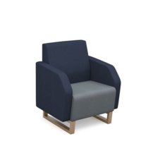 Encore low back 1 seater sofa 600mm wide with wooden sled frame - late grey seat with range blue back and arms