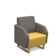Encore low back 1 seater sofa 600mm wide with wooden sled frame - lifetime yellow seat with forecast grey back