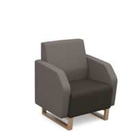 Encore low back 1 seater sofa 600mm wide with wooden sled frame - present grey seat with forecast grey back
