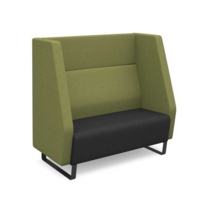 Encore high back 2 seater sofa 1200mm wide with black sled frame - elapse grey seat with endurance green back