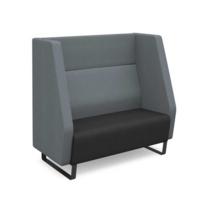 Encore high back 2 seater sofa 1200mm wide with black sled frame - elapse grey seat with late grey back and arms