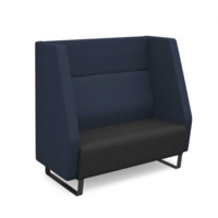 Encore high back 2 seater sofa 1200mm wide with black sled frame - elapse grey seat with range blue back