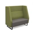 Encore high back 2 seater sofa 1200mm wide with black sled frame - forecast grey seat with endurance green back