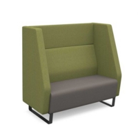 Encore high back 2 seater sofa 1200mm wide with black sled frame - forecast grey seat with endurance green back