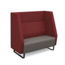 Encore high back 2 seater sofa 1200mm wide with black sled frame - forecast grey seat with extent red back