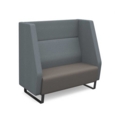 Encore high back 2 seater sofa 1200mm wide with black sled frame - forecast grey seat with late grey back