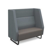 Encore high back 2 seater sofa 1200mm wide with black sled frame - forecast grey seat with late grey back