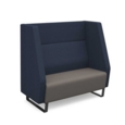 Encore high back 2 seater sofa 1200mm wide with black sled frame - forecast grey seat with range blue back
