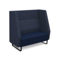 Encore high back 2 seater sofa 1200mm wide with black sled frame - maturity blue seat with range blue back