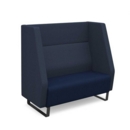Encore high back 2 seater sofa 1200mm wide with black sled frame - maturity blue seat with range blue back