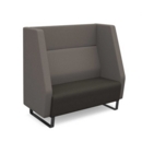 Encore high back 2 seater sofa 1200mm wide with black sled frame - present grey seat with forecast grey back