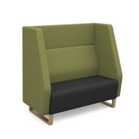 Encore high back 2 seater sofa 1200mm wide with wooden sled frame - elapse grey seat with endurance green back
