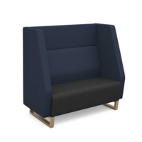 Encore high back 2 seater sofa 1200mm wide with wooden sled frame - elapse grey seat with range blue back